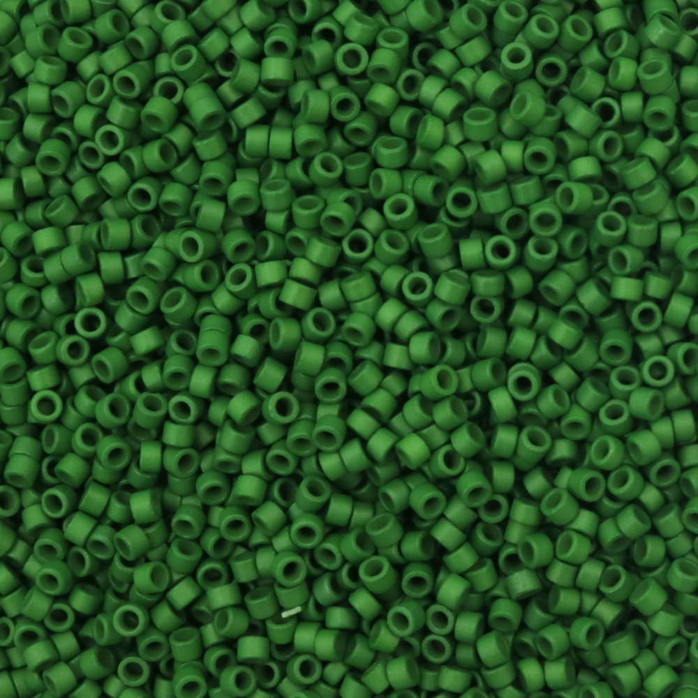 Glass Beads MIYUKI Delica Round / 2.5x1.6 mm, Hole: 0.8 mm / Color: Solid Green - 10 grams ~ 790 pieces