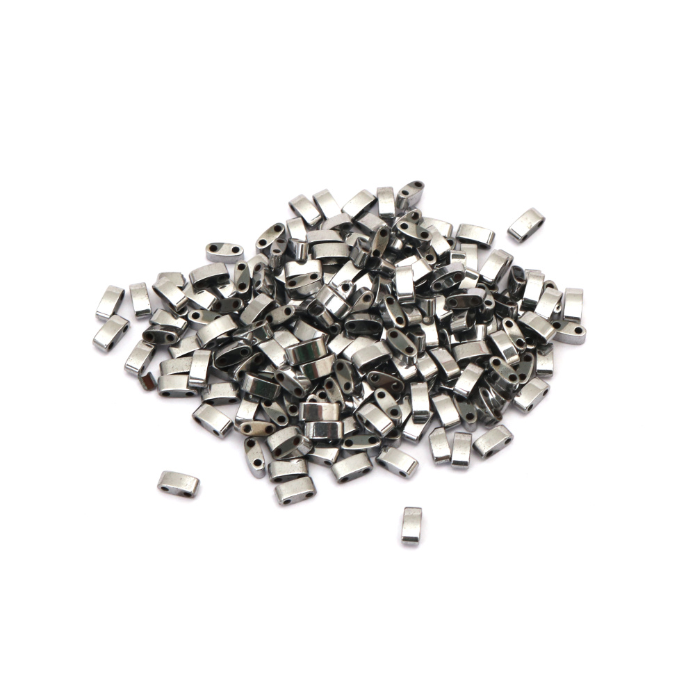 Glass Beads MIYUKI Half TILA / 5x2.3x1.9 mm, Hole: 0.75~0.85 mm / Color: Galvanized Silver Metallic - 4 grams ~ 57 pieces