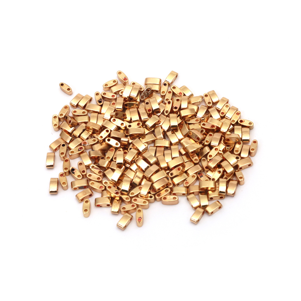 Glass Beads MIYUKI Half TILA / 5x2.3x1.9 mm, Hole: 0.75~0.85 mm / Color: Galvanized Gold - 4 grams ~ 45 pieces