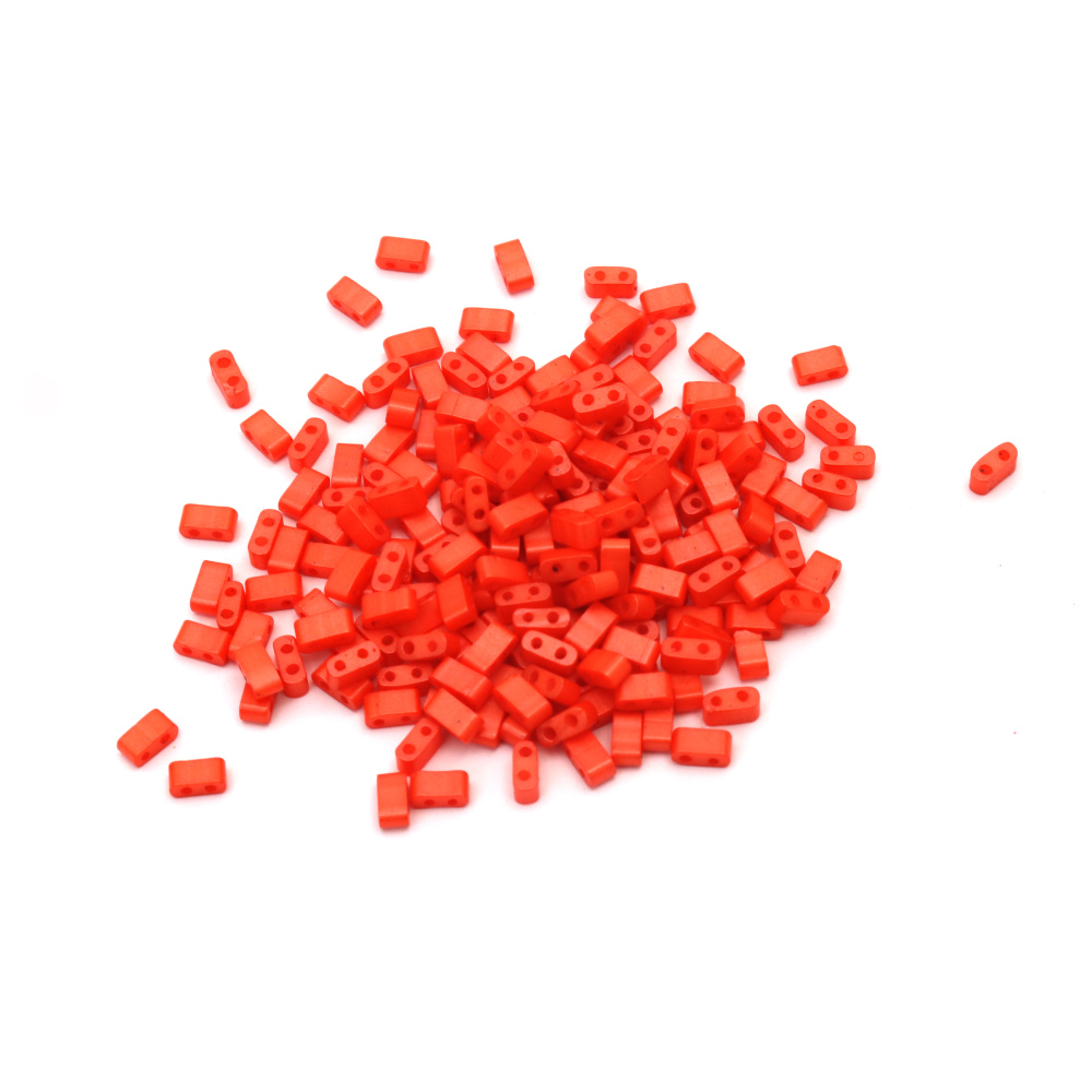 Glass Beads MIYUKI Half TILA / 5x2.3x1.9 mm, Hole: 0.75~0.85 mm / Color: Solid Pearl Satin Orange - 4 grams ~ 85 pieces