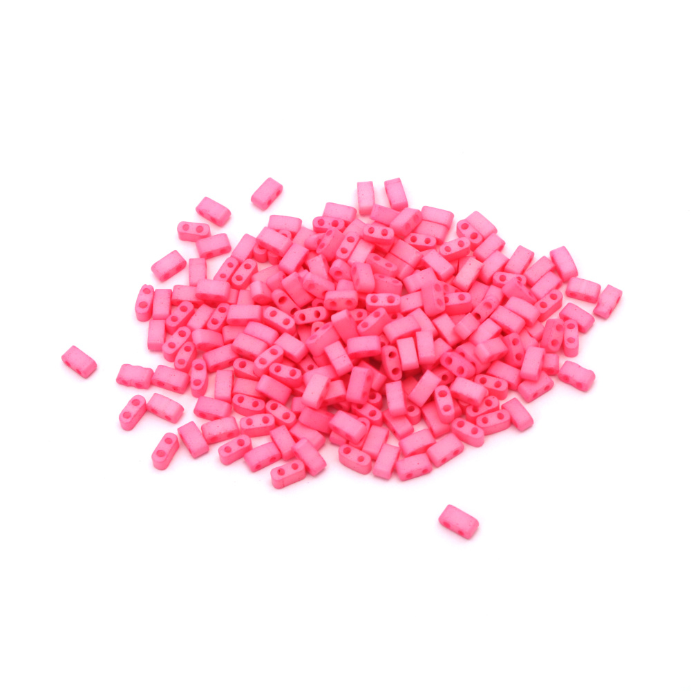 Glass Beads MIYUKI Half TILA /  5x2.3x1.9 mm, Hole: 0.75~0.85 mm / Solid Satin Pink - 4 grams ~ 85 pieces