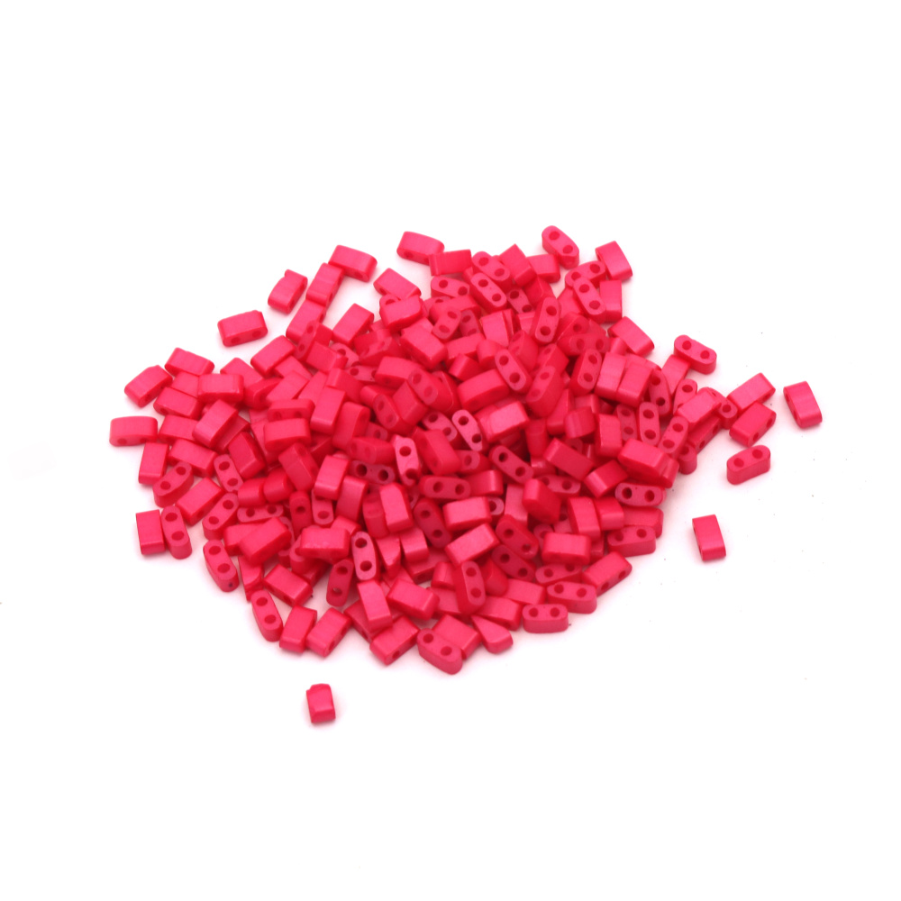 Glass Beads MIYUKI Half TILA /  5x2.3x1.9 mm, Hole: 0.75~0.85 mm / Solid Pearl Satin Watermelon Pink - 4 grams ~ 85 pieces