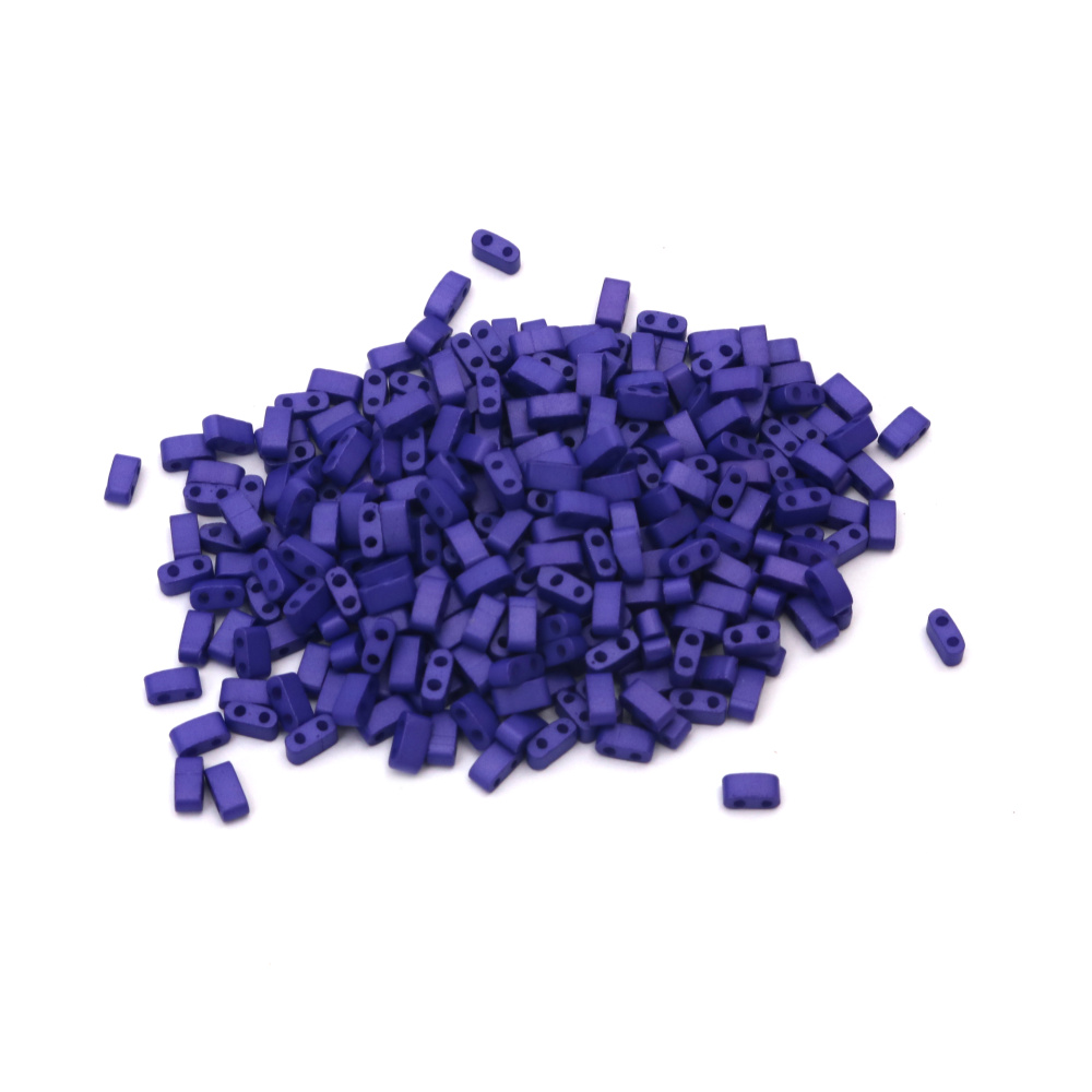 Mărgele de sticlă tip MIYUKI Jumătate TILA 5x2.3x1.9mm gaură 0.75~0.85mm perlat solid satinat violet-albastru -4 grame ~85 buc