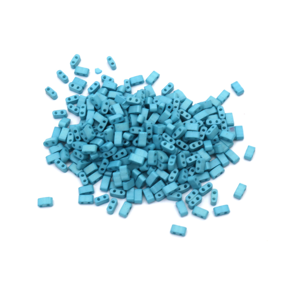 Mărgele de sticlă tip jumătate TILA MIYUKI 5x2.3x1.9mm gaură 0.75~0.85mm satin solid albastru deschis -4 grame ~85 bucăți