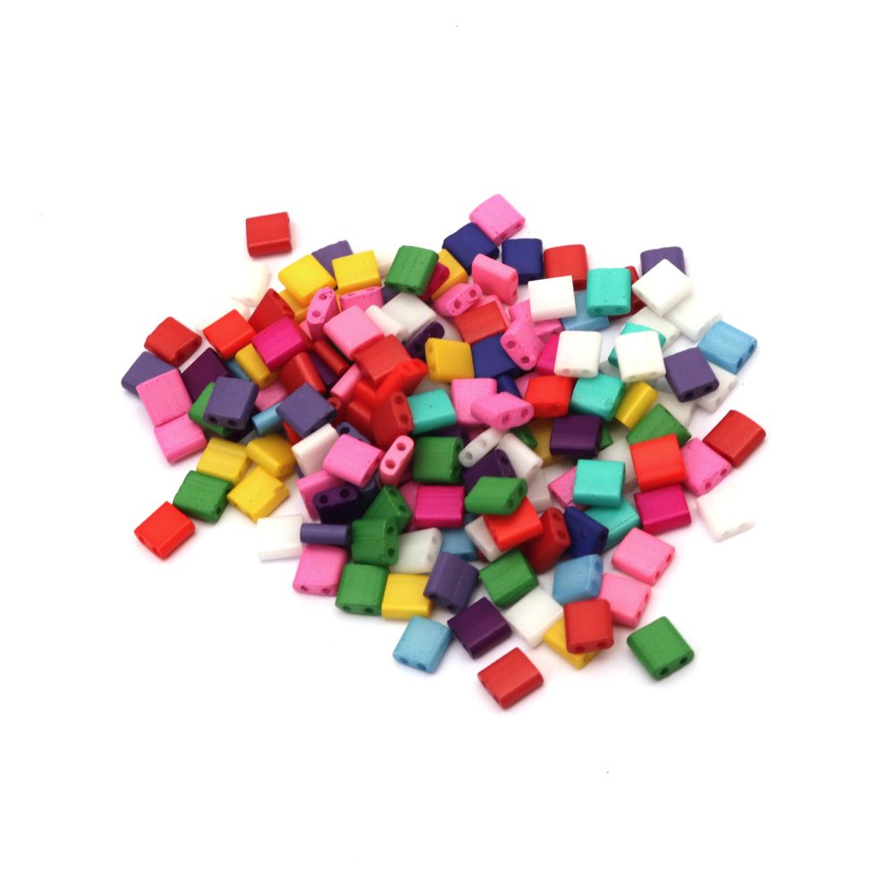 Glass Beads MIYUKI Half TILA /  5x2.3x1.9 mm, Hole: 0.75~0.85 mm / Solid Multicolored - 4 grams ~ 85 pieces