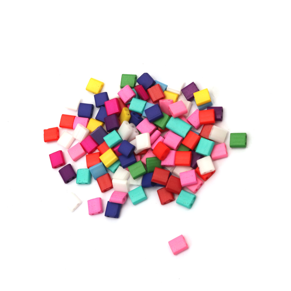 Glass Beads MIYUKI TILA /  5x5x1.9 mm, Hole: 0.8 mm / Opaque Multicolored - 4 grams ~ 43 pieces