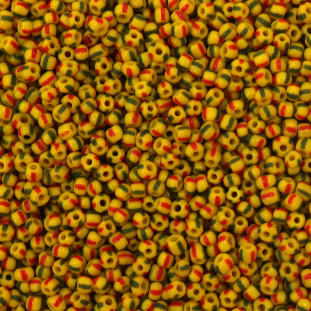 Mărgele de sticlă gaură de 3 mm 0,9~1,2 mm solid tricolor galben cu roșu și verde -15 grame ~460 buc