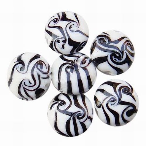 Handmade Murano glass beads coin 20x10 mm hole 2 mm -2 pieces