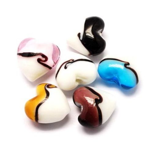 Handmade Murano heart bead 20x20x13 mm 1.5 mm MIX -5 pieces