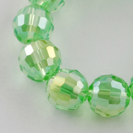 Στρόγγυλη γυάλινη χάντρα 8mm τρύπα 1 mm ιριδίζον πράσινο ~ 72 τεμάχια