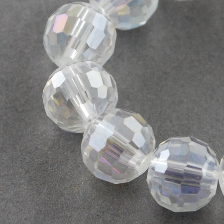 Наниз мъниста кристал многостен 8 мм дупка 1 мм галванизиран дъга ~72 броя