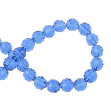 Transparent colored glass beads resembling crystal for arts & crafts or jewelry making projects 8 mm hole 1 mm dark blue ~ 72 pieces