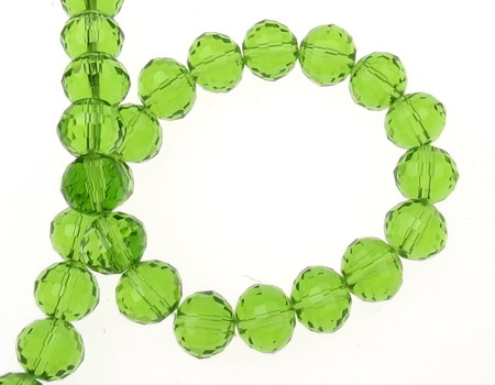String dyed color glass imitation crystal, faceted for decoration on tiaras and other accessories 8 mm hole 1 mm transparent green ~ 72 pieces