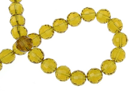 Faceted round glass beads, crystal string  for jewelry making, DIY fringes of beads 10 mm hole 1 mm transparent color gold ~ 72 pieces