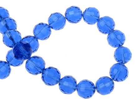 Spectacular crystal glass beads, round for DIY necklaces, bracelets and garment accessories 10 mm hole 1 mm transparent dark blue ~ 72 pieces