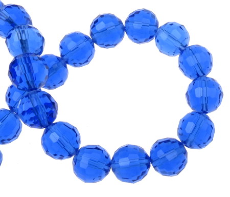 Transparent crystal beads string, polyhedron for DIY necklaces, bracelets and garment accessories 12 mm hole 1 mm dark blue  ~ 50 pieces