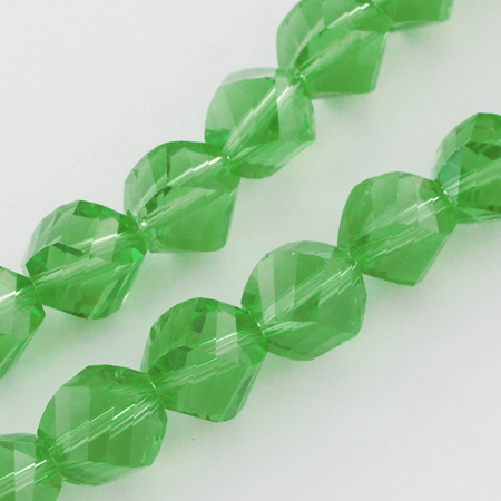 Painted glass crystal beads string, ball shaped for arts, jewelry making projects 8x8mm, hole 1mm, faceted, transparent, green - 72 pieces