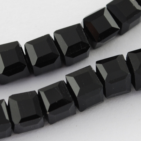 Glass beads strands for jewelry making, faceted cube 8x8x8 mm hole 1 mm  black ~ 70 pieces
