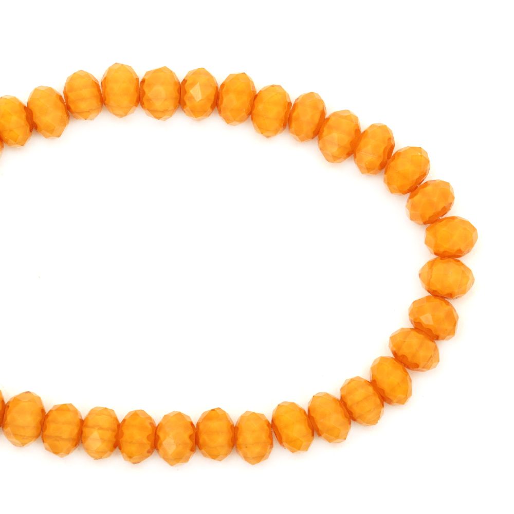 Χάντρα κρύσταλλο 10x6 mm τρύπα 1 mm βαμμένο πορτοκαλί πολύπλευρο ~ 72 τεμάχια