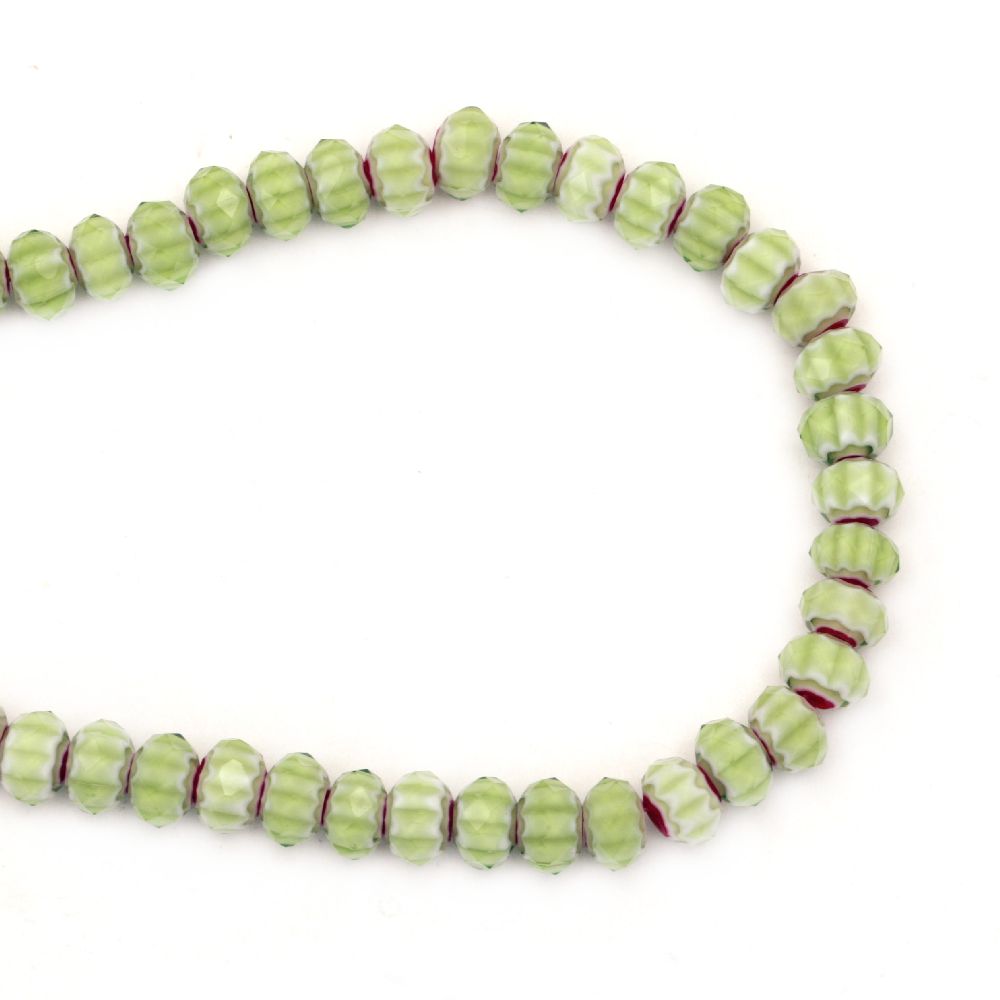 Crystal Beads String, Faceted Painted Glass Beads, 10x6 mm, Hole: 1 mm, Green ~ 72 pieces
