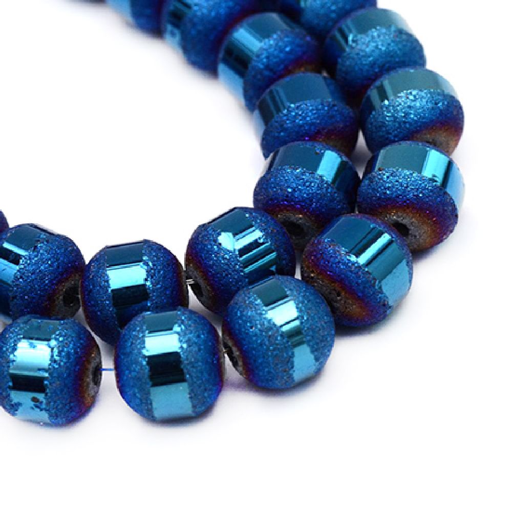 Наниз мъниста кристал топче 6±6.5 мм дупка 1 мм галванизиран матиран наполовина син ±100 броя