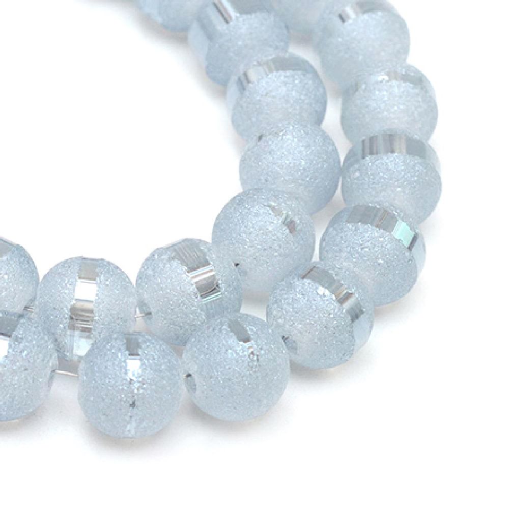 Matte crystal beads strand, ball form for DIY dress decoration, gifts and other craft 8 ~ 9 mm hole 1.5 mm half galvanized, smoky white ~ 72 pieces