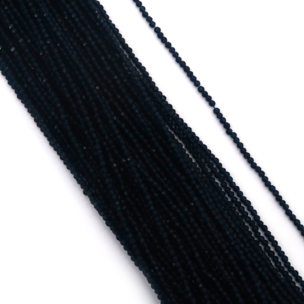 Наниз от кристални мъниста топче 2 мм дупка 1 мм фасетиран цвят индиго прозрачен ~190 броя