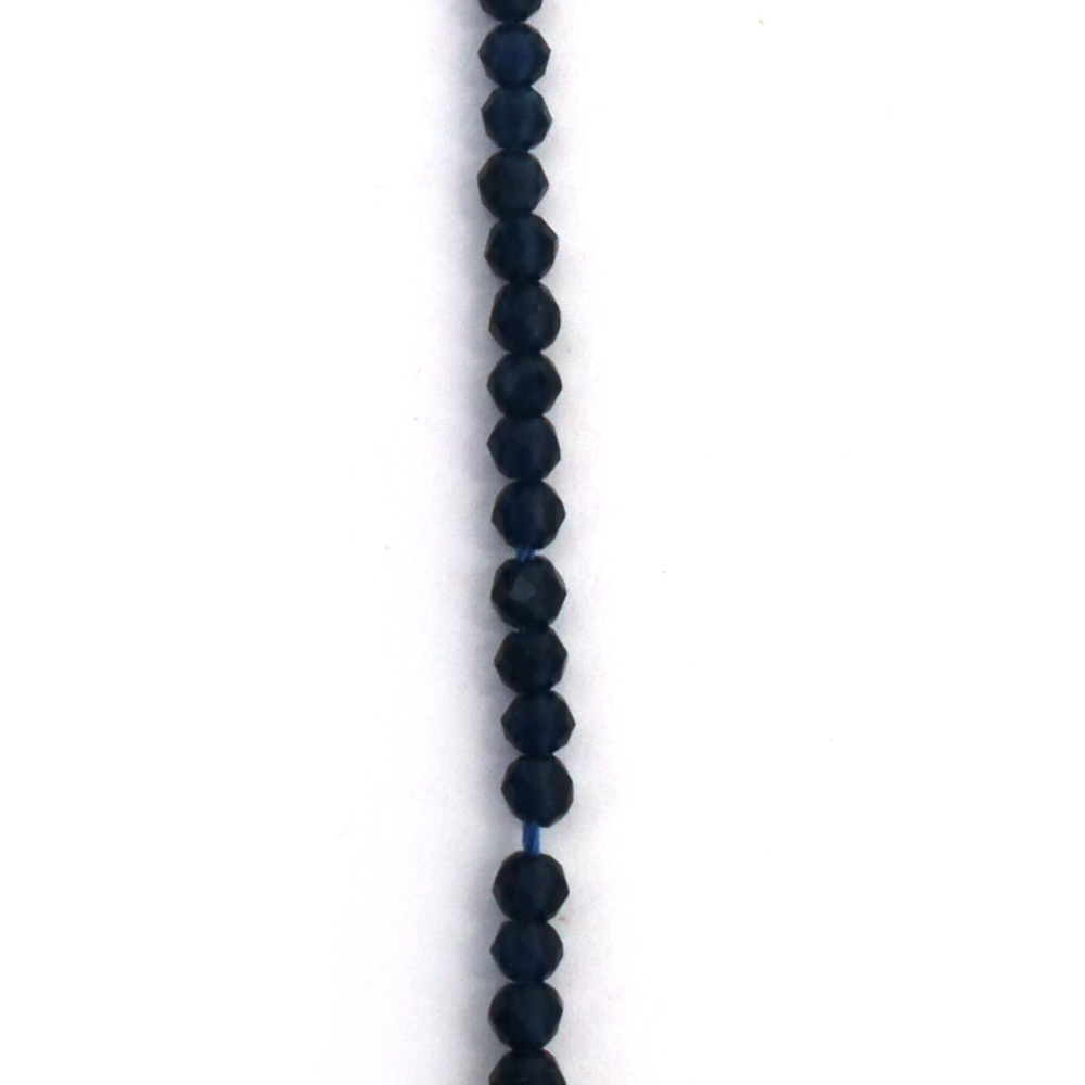 Наниз от кристални мъниста топче 2 мм дупка 1 мм фасетиран цвят индиго прозрачен ~190 броя