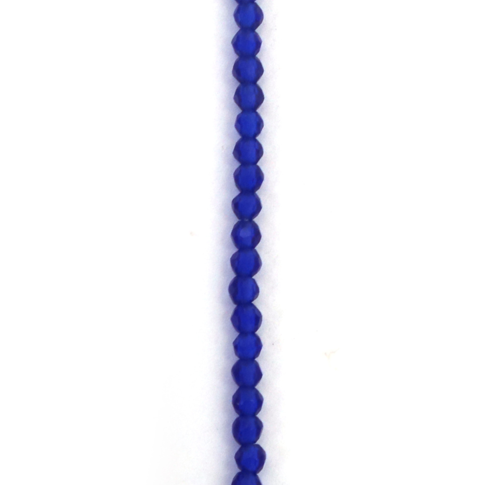 Наниз от кристални мъниста топче 2 мм дупка 1 мм фасетиран цвят тъмно син прозрачен ~180 броя