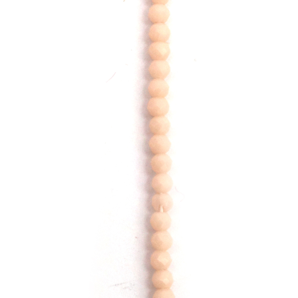 Наниз от кристални мъниста топче 3 мм дупка 1 мм фасетиран плътен цвят телесен ~140 броя