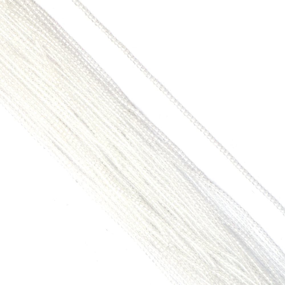 Наниз от кристални мъниста топче 3 мм дупка 1 мм фасетиран прозрачен цвят бял ~130 броя