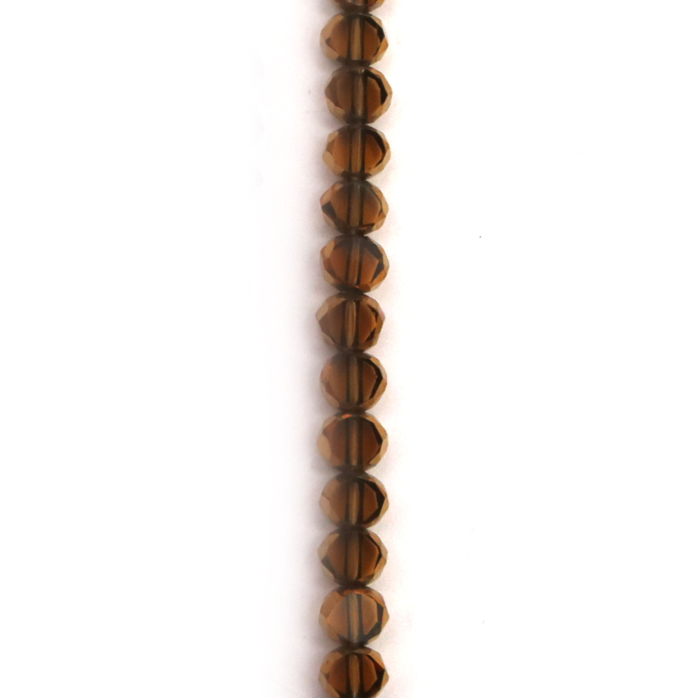 Наниз от кристални мъниста 4x3x4 мм дупка 1 мм фасетиран галванизиран цвят опушен прозрачен и злато ~75 броя