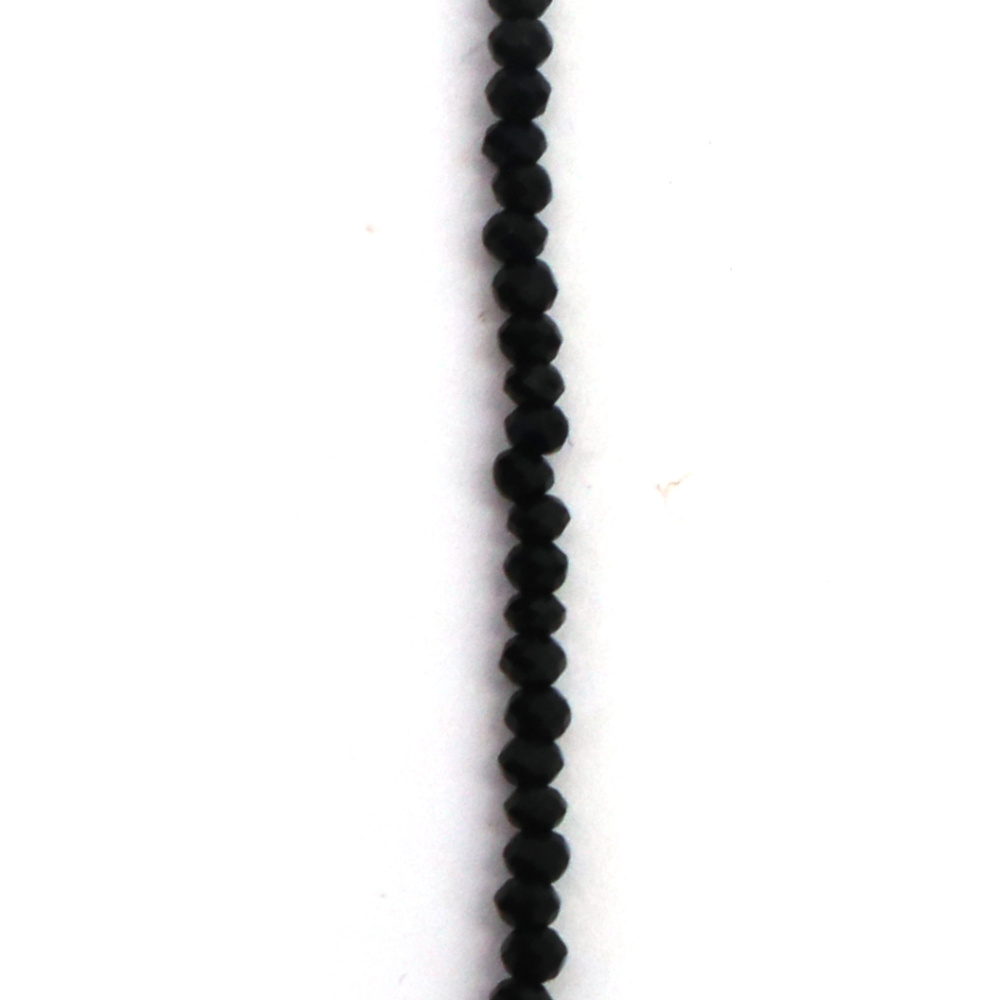 Наниз от кристални мъниста абакус 2x1.5 мм дупка 0.6 мм фасетиран плътен цвят черен ~220 броя