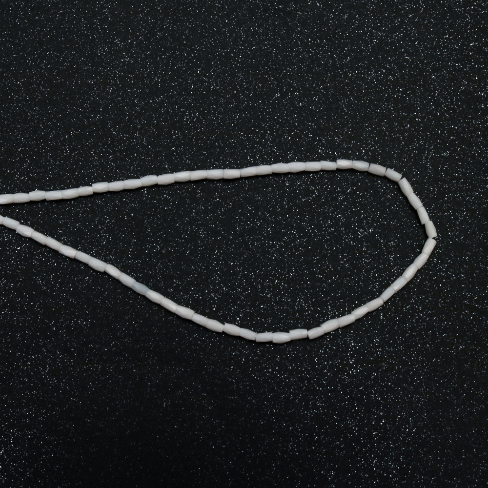 Наниз от кристални мъниста 3x5 мм дупка 0.6 мм фасетиран плътен цвят бял ~100 броя