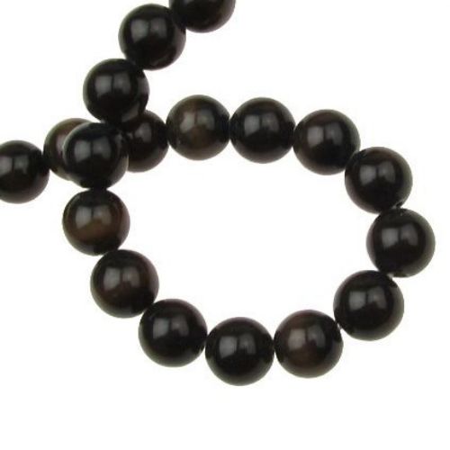 Millefiori CAT EYE Glass Round Beads Strand, 10 mm, Hole: 1.5 mm, Dark Brown  ~ 40 pieces