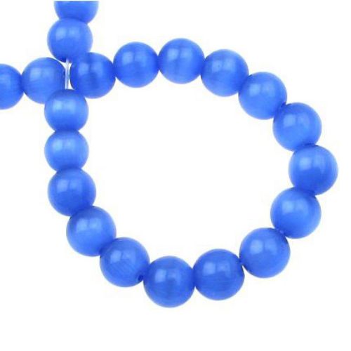 Millefiori Glass Round CAT EYE Beads Strand, 8 mm, Hole: 1 mm, Blue ~ 50 pieces