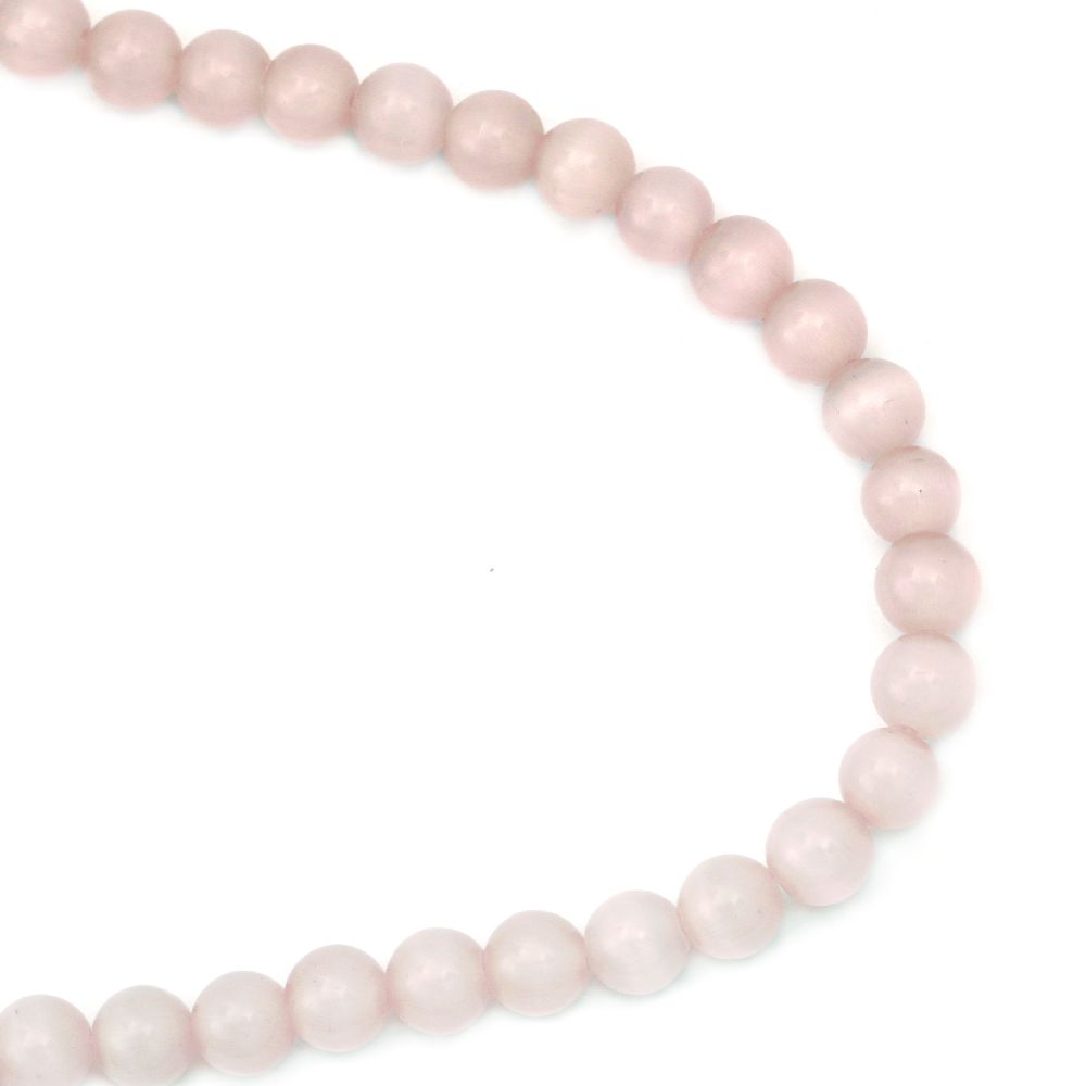 glass cat's eye beads strand 8 mm hole 1 mm light pink ~ 50 pieces