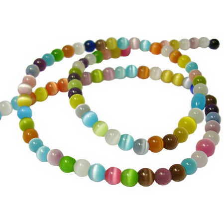 String Glass CAT EYE Beads, 4 mm, Hole: 1 mm, ASSORTED ~ 50 pieces