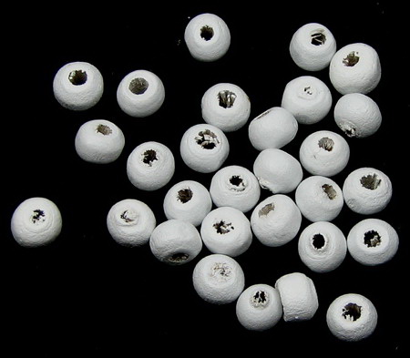 Wooden round bead for decoration 5x4 mm hole 1 mm painted white ~ 20 grams