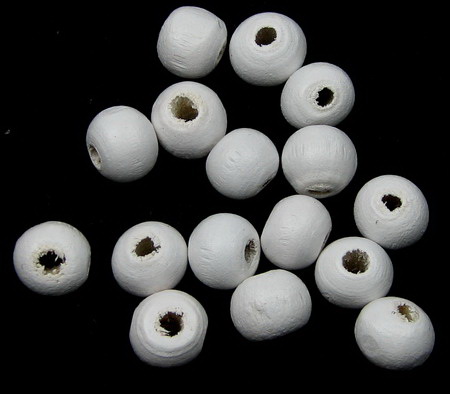 Wooden round bead for decoration 7x8 mm hole 2~3 mm white paint - 20 grams ~ 110 pieces