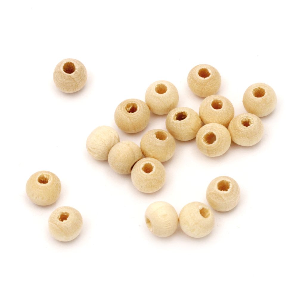 Unfinished wooden round bead for decoration 5x6 mm hole 2 mm color wood - 20 grams ~ 338 pieces