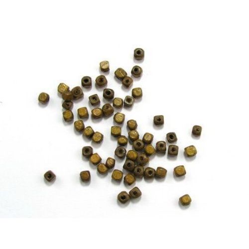 Wood Beads, Cube, Light Brown, 4mm, hole 1.5mm, 20 grams ~ 320 pcs