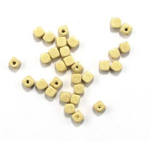Wood Beads, Cube, 6x6~7 mm, hole 2 mm, 20 grams ~ 200 pcs
