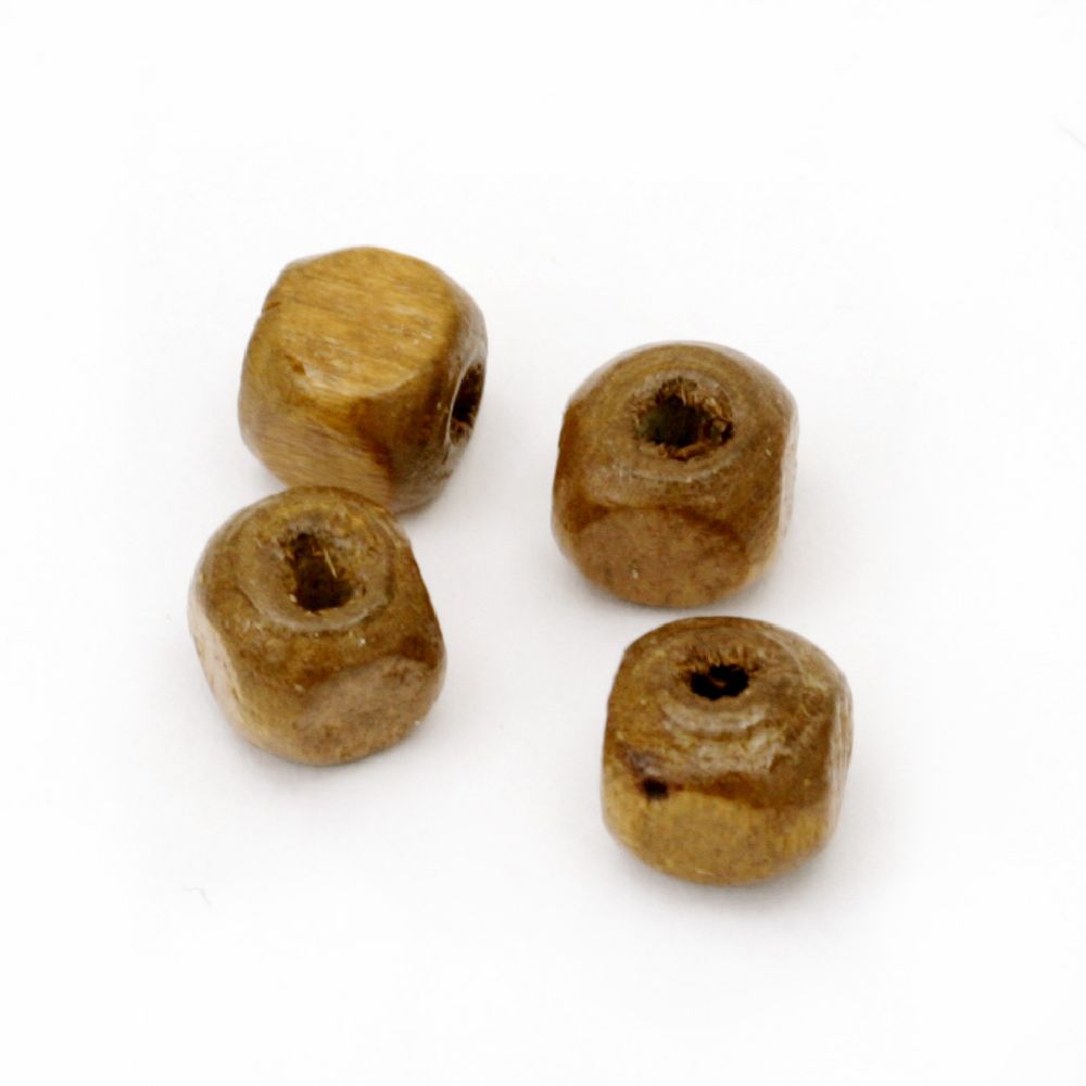 Wood Beads, Cube, Light Brown, 6mm, hole 2mm, 20 grams ~ 200 pcs