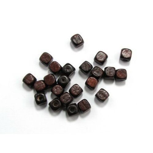 Wood Beads, Cube, Brown, 8mm, hole 3mm, 50 grams ~ 220pcs