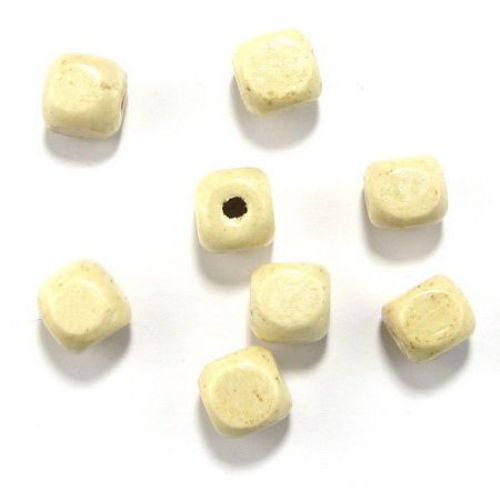 Wood Beads, Cube, White, 12mm, hole 3.5mm, 50 grams ~ 65 pcs