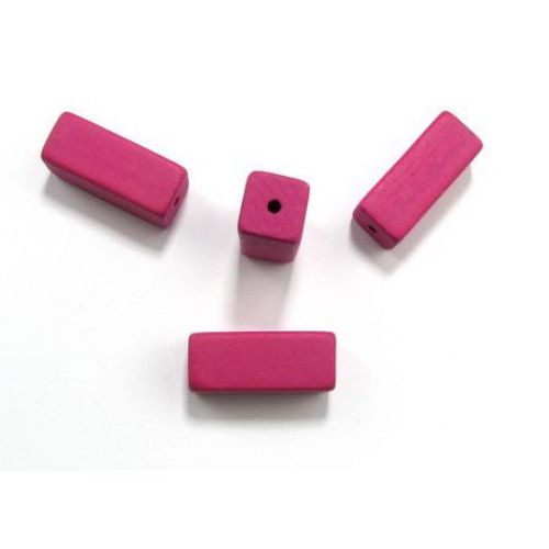 Natural wooden rectangle bead for DIY Jewelry and Crafts  36x15x15 mm hole 2.5 mm pink - 10 pcs.