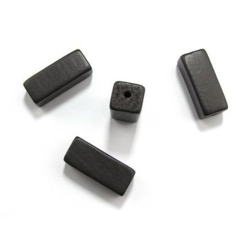 Natural wooden rectangle bead for DIY Jewelry and Crafts 36x15x15 mm hole 2.5 mm dark brown - 10 pcs