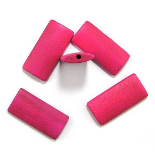 Natural wooden rectangle bead for DIY Jewelry and Crafts 40x19x6 mm hole 3 mm pink - 10 pcs.