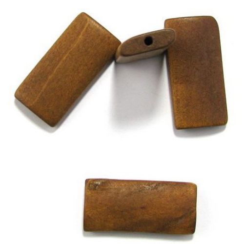 Natural wooden rectangle bead for DIY Jewelry and Crafts 40x19x6 mm hole 3 mm light brown - 10 pcs.